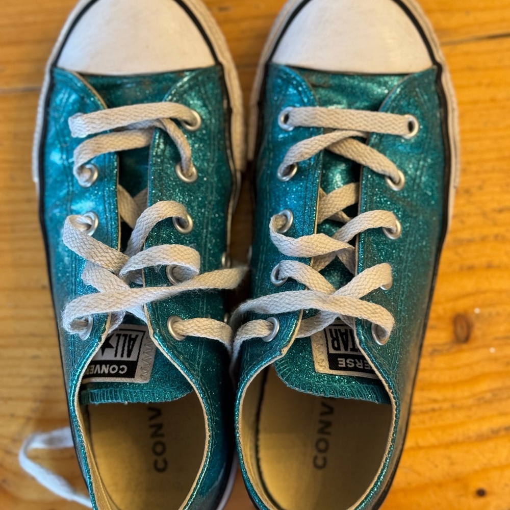 Converse Kids Shimmering Teal Sneakers - Picture 11 of 12